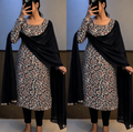 Classic Black kalamkri Cotton Kurti Set | Printed Ethnic Wear with Dupatta